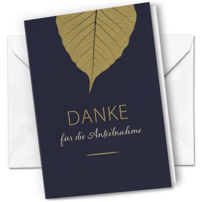 10 x Trauer Danksagungskarten Klappkarten mit Umschlag DIN A6, Trauerkarten Blattdruck, Danke Sagen nach Beerdigung, Trauerfall