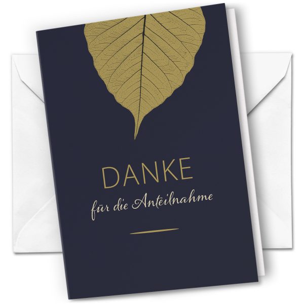 10 x Trauer Danksagungskarten Klappkarten mit Umschlag DIN A6, Trauerkarten Blattdruck, Danke Sagen nach Beerdigung, Trauerfall
