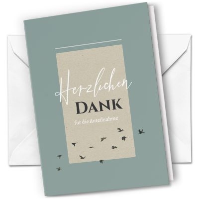 10 x Trauer Danksagungskarten Klappkarten mit Umschlag DIN A6, Trauerkarten Vögel fliegen, Danke Sagen nach Beerdigung, Trauerfall