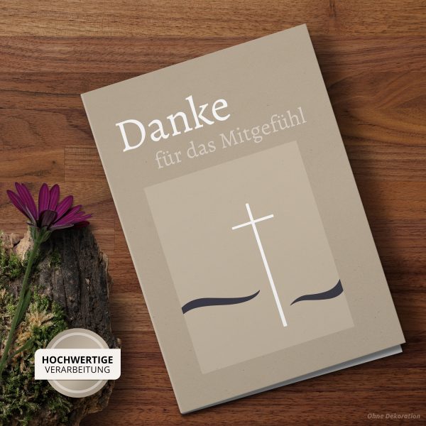 10 x Trauer Danksagungskarten Klappkarten mit Umschlag DIN A6, Trauerkarten Kreuz Meer Wellen, Danke Sagen nach Beerdigung, Trauerfall – Bild 2