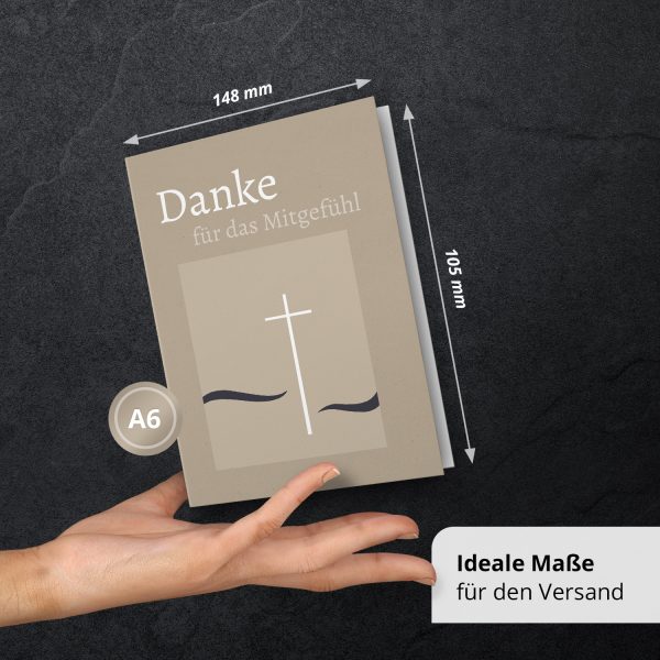 10 x Trauer Danksagungskarten Klappkarten mit Umschlag DIN A6, Trauerkarten Kreuz Meer Wellen, Danke Sagen nach Beerdigung, Trauerfall – Bild 3