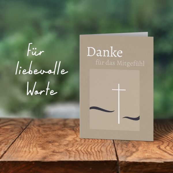 10 x Trauer Danksagungskarten Klappkarten mit Umschlag DIN A6, Trauerkarten Kreuz Meer Wellen, Danke Sagen nach Beerdigung, Trauerfall – Bild 6