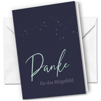 10 x Trauer Danksagungskarten Klappkarten mit Umschlag DIN A6, Trauerkarten Sternenhimmel, Danke Sagen nach Beerdigung, Trauerfall