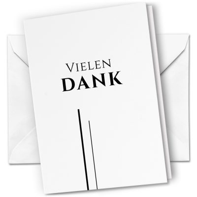 10 x Trauer Danksagungskarten Klappkarten mit Umschlag DIN A6, Trauerkarten 2 Striche Edel, Danke Sagen nach Beerdigung, Trauerfall