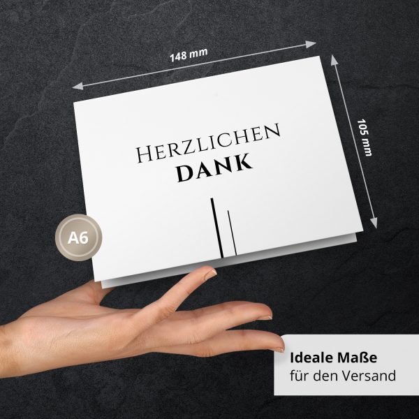 10 x Trauer Danksagungskarten Klappkarten mit Umschlag DIN A6, Trauerkarten Striche Edel Herzlichen Dank, Danke Sagen nach Beerdigung, Trauerfall – Bild 3