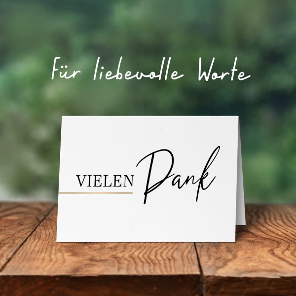 10 x Trauer Danksagungskarten Klappkarten mit Umschlag DIN A6, Trauerkarten Vielen Dank Edel Schrift Goldlinie, Danke Sagen nach Beerdigung, Trauerfall – Bild 6