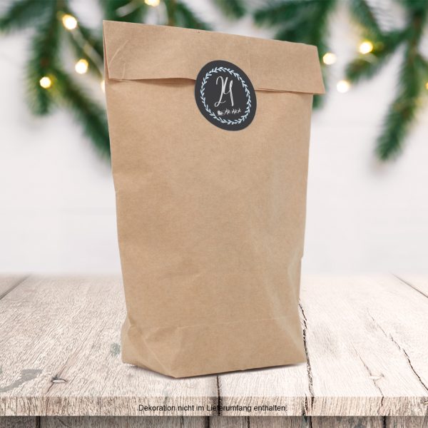 Adventskalender zum Befüllen mit 24 Tüten und 24 weihnachtlichen Zahlen Aufklebern (Kreide-Look) für Weihnachten, Advent, kleine Geschenke – Bild 2