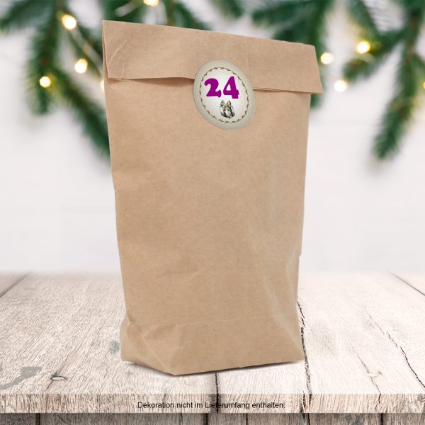 Adventskalender zum Befüllen mit 24 Tüten und 24 weihnachtlichen Zahlen Aufklebern für Weihnachten, Advent, kleine Geschenke – Bild 2