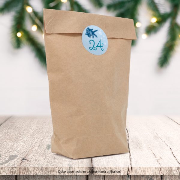 Adventskalender zum Befüllen mit 24 Tüten und 24 weihnachtlichen Zahlen Aufklebern für Weihnachten, Advent, kleine Geschenke – Bild 2