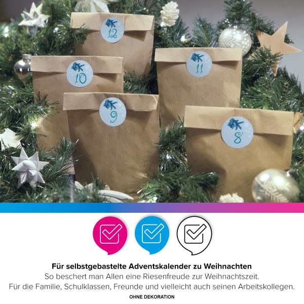 Adventskalender zum Befüllen mit 24 Tüten und 24 weihnachtlichen Zahlen Aufklebern für Weihnachten, Advent, kleine Geschenke – Bild 3