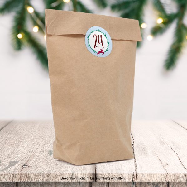 Adventskalender zum Befüllen (Modern) mit 24 Tüten und 24 weihnachtlichen Zahlen Aufklebern für Weihnachten, Advent, kleine Geschenke – Bild 2