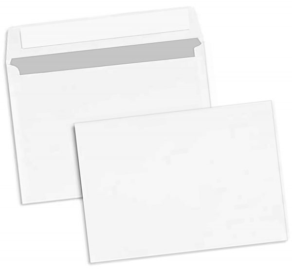 1000 x Briefumschläge DIN C6 (114 x 162 mm), gerade Klappe, selbstklebend ohne Fenster, weiß, 80 g/qm