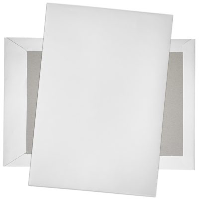 5 x Briefumschläge DIN C4 mit Papprückwand (229 x 320 mm), gerade Klappe, selbstklebend ohne Fenster, weiß, 120 g/qm Bewerbung