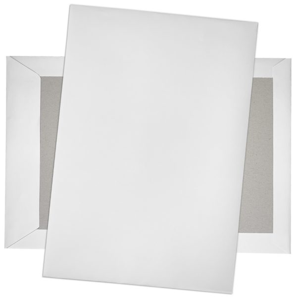 5 x Briefumschläge DIN C4 mit Papprückwand (229 x 320 mm), gerade Klappe, selbstklebend ohne Fenster, weiß, 120 g/qm Bewerbung