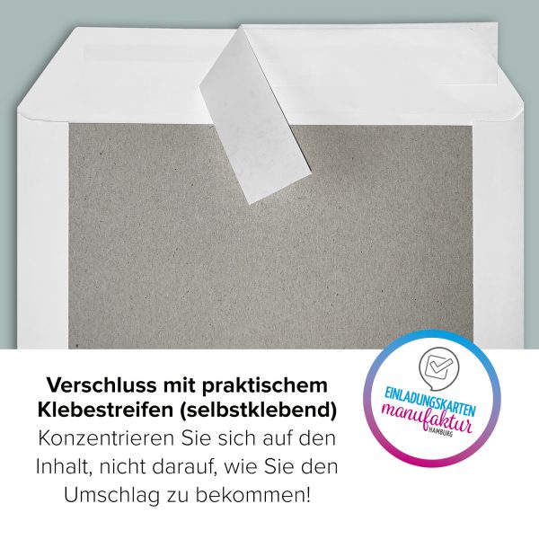 5 x Briefumschläge DIN C4 mit Papprückwand (229 x 320 mm), gerade Klappe, selbstklebend ohne Fenster, weiß, 120 g/qm Bewerbung – Bild 2