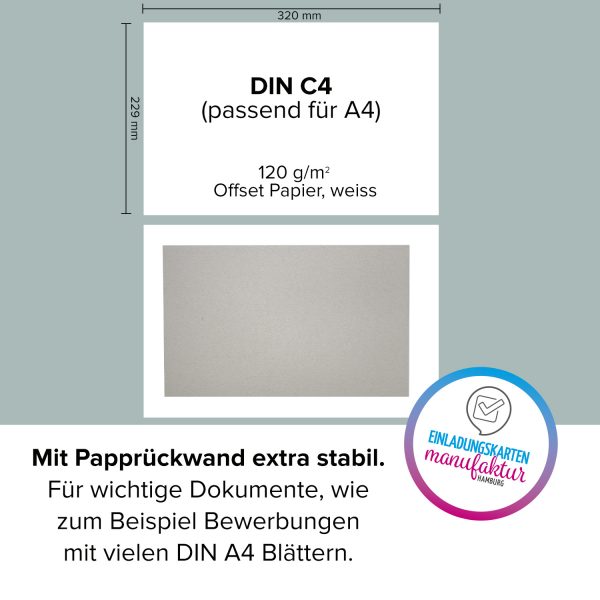 5 x Briefumschläge DIN C4 mit Papprückwand (229 x 320 mm), gerade Klappe, selbstklebend ohne Fenster, weiß, 120 g/qm Bewerbung – Bild 3