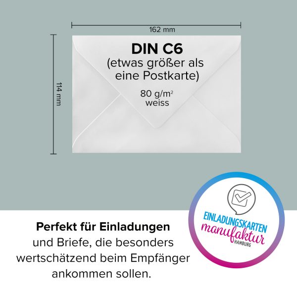 50 x Briefumschläge DIN C6 (114 x 162 mm), spitze Klappe, nassklebend NK ohne Fenster, weiß, 80 g/qm, Seidenfutter-Hülle – Bild 4