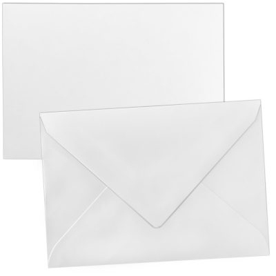 100 x Briefumschläge DIN C6 (114 x 162 mm), spitze Klappe, nassklebend NK ohne Fenster, weiß, 80 g/qm, Seidenfutter-Hülle