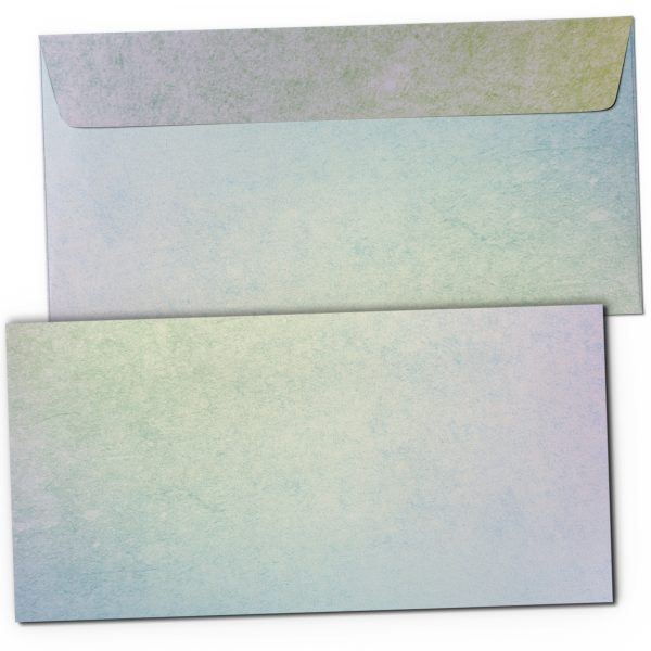 50 Briefumschläge Design Motiv REGENBOGEN Struktur bunt DIN LANG ohne Fenster edel selbstklebend