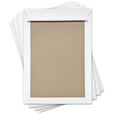 125 x Briefumschläge DIN C4 mit Papprückwand (229 x 320 mm), gerade Klappe, selbstklebend ohne Fenster, weiß, 120 g/qm Bewerbung