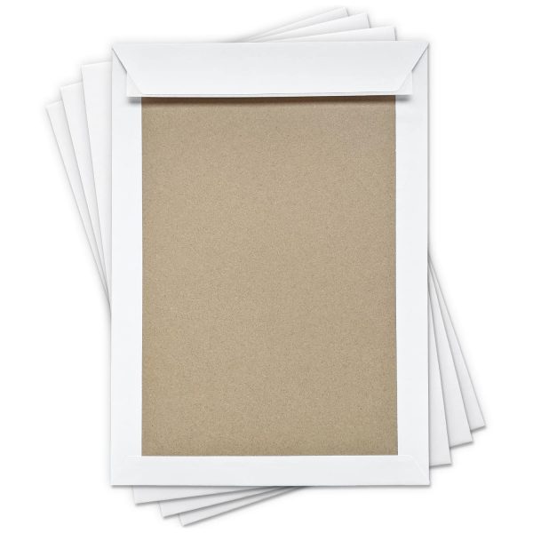 125 x Briefumschläge DIN C4 mit Papprückwand (229 x 320 mm), gerade Klappe, selbstklebend ohne Fenster, weiß, 120 g/qm Bewerbung