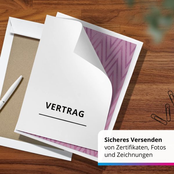 125 x Briefumschläge DIN C4 mit Papprückwand (229 x 320 mm), gerade Klappe, selbstklebend ohne Fenster, weiß, 120 g/qm Bewerbung – Bild 3