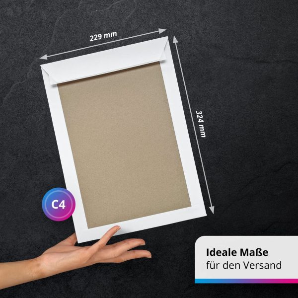 125 x Briefumschläge DIN C4 mit Papprückwand (229 x 320 mm), gerade Klappe, selbstklebend ohne Fenster, weiß, 120 g/qm Bewerbung – Bild 7