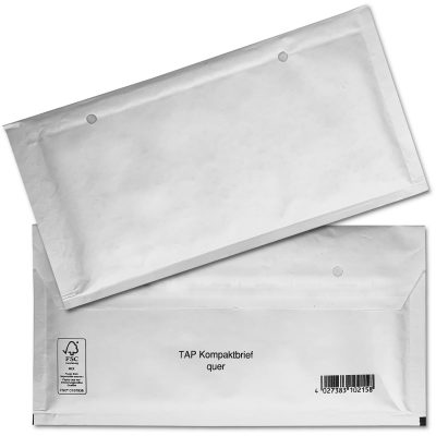 50 Kompaktbrief Luftpolster Versandtaschen Umschläge quer (Din Lang, ca. 235 x 125 mm) selbstklebend