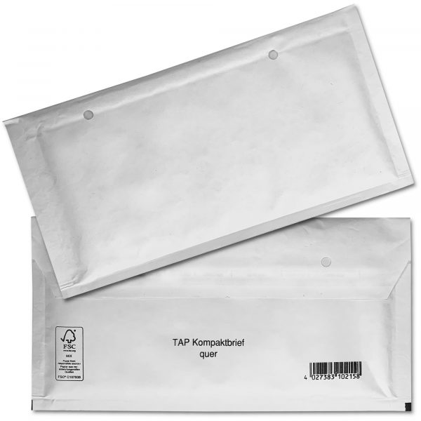 100 Kompaktbrief Luftpolster Versandtaschen Umschläge quer (Din Lang, ca. 235 x 125 mm) selbstklebend