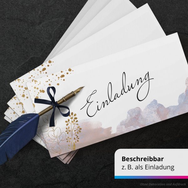 50 Briefumschläge DIN Lang | Aquarell Look | selbstklebend ohne Fenster | Brief-Umschlag mit Design-Motiv bedruckt | 90 g/m² – Bild 5