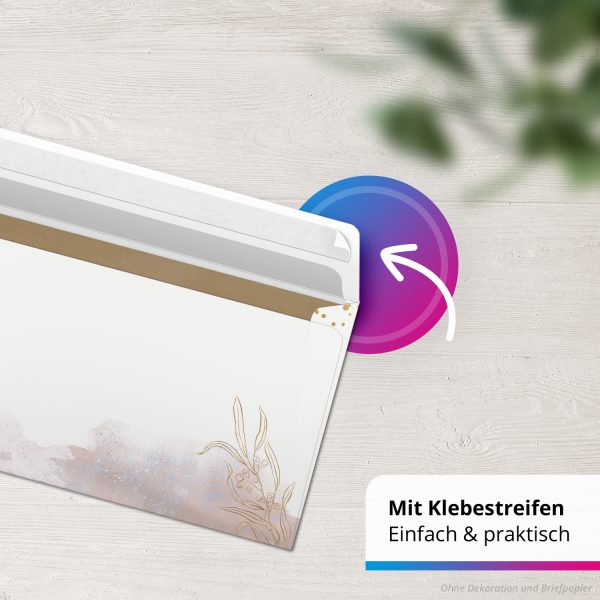 50 Briefumschläge DIN Lang | Aquarell Look | selbstklebend ohne Fenster | Brief-Umschlag mit Design-Motiv bedruckt | 90 g/m² – Bild 6
