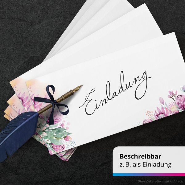 50 Briefumschläge DIN Lang | Rosa Blumen und Blüten | selbstklebend ohne Fenster | Brief-Umschlag mit Design-Motiv bedruckt | 90 g/m² – Bild 5