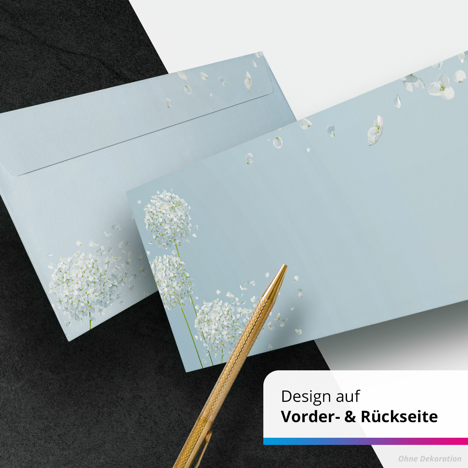 50 Briefumschläge DIN Lang | Schneeball Blume Modern | selbstklebend ohne Fenster | Brief-Umschlag mit Design-Motiv bedruckt | 90 g/m² – Bild 4