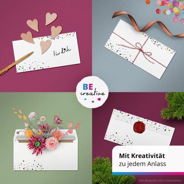 50 Briefumschläge DIN Lang | Konfetti Party Bunt | selbstklebend ohne Fenster | Brief-Umschlag mit Design-Motiv bedruckt | 90 g/m² – Bild 2