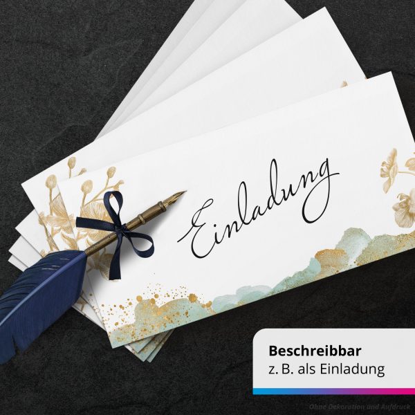 50 Briefumschläge DIN Lang | Orchidee Gold Look | selbstklebend ohne Fenster | Brief-Umschlag mit Design-Motiv bedruckt | 90 g/m² – Bild 5