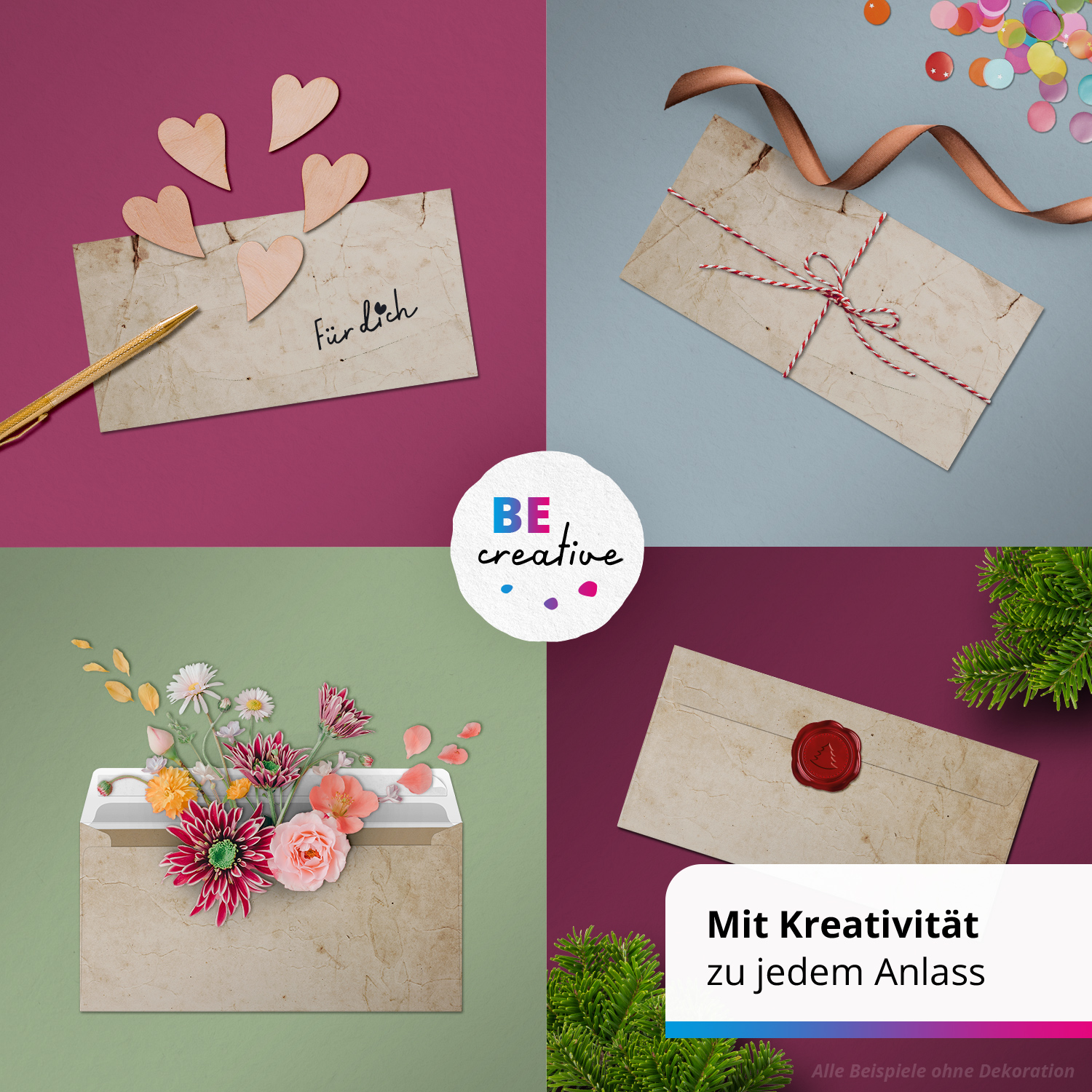 50 Briefumschläge DIN Lang | Vintage Papier beige braun | selbstklebend ohne Fenster | Brief-Umschlag mit Design-Motiv bedruckt | 90 g/m² – Bild 2