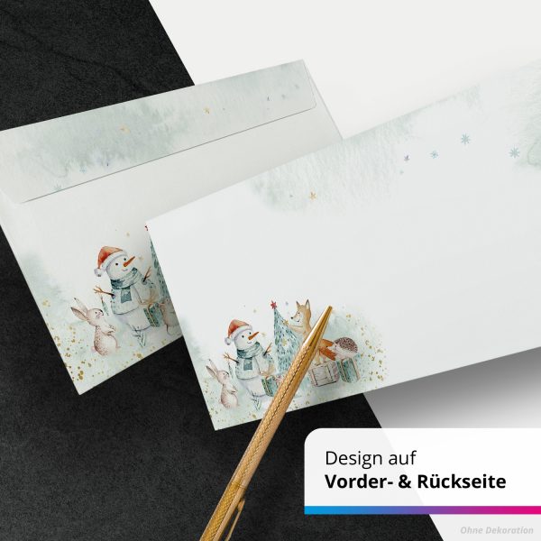 50 Briefumschläge DIN Lang | Weihnachten niedliche Tiere | selbstklebend ohne Fenster | Brief-Umschlag mit Design-Motiv bedruckt | 90 g/m² – Bild 4