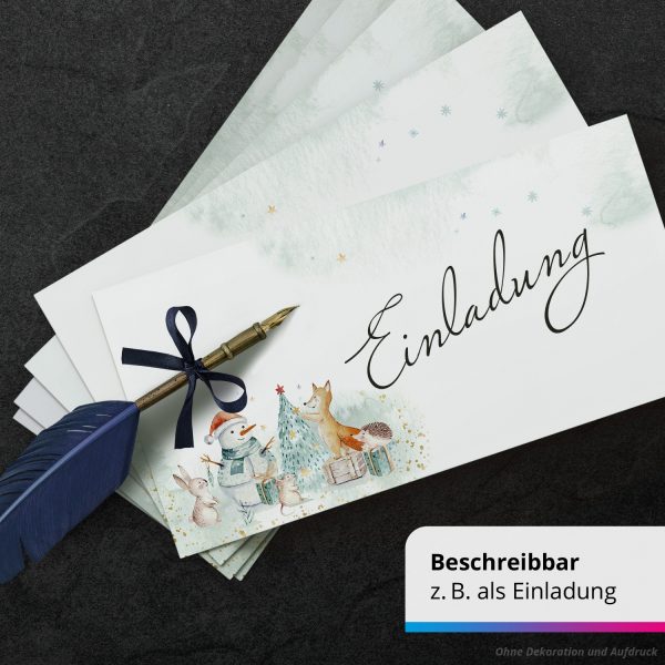 50 Briefumschläge DIN Lang | Weihnachten niedliche Tiere | selbstklebend ohne Fenster | Brief-Umschlag mit Design-Motiv bedruckt | 90 g/m² – Bild 5