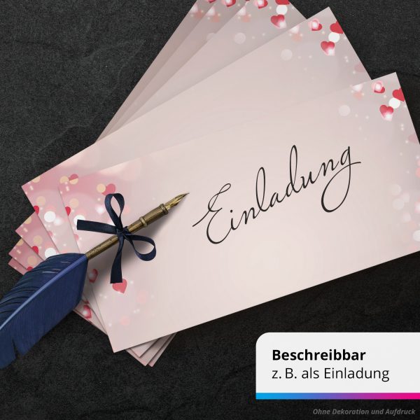 50 Briefumschläge DIN Lang | Herzen Liebe Rosa Rose Rot | selbstklebend ohne Fenster | Brief-Umschlag mit Design-Motiv bedruckt | 90 g/m² – Bild 5
