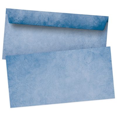 50 Briefumschläge DIN Lang | Vintage Papier blau edel | selbstklebend ohne Fenster | Brief-Umschlag mit Design-Motiv bedruckt | 90 g/m²