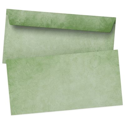 50 Briefumschläge DIN Lang | Vintage Papier grün edel | selbstklebend ohne Fenster | Brief-Umschlag mit Design-Motiv bedruckt | 90 g/m²