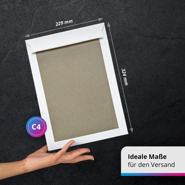 5 x Briefumschläge mit Fenster DIN C4 mit Papprückwand (229 x 320 mm), gerade Klappe, selbstklebend, weiß, 120 g/qm Bewerbung – Bild 3
