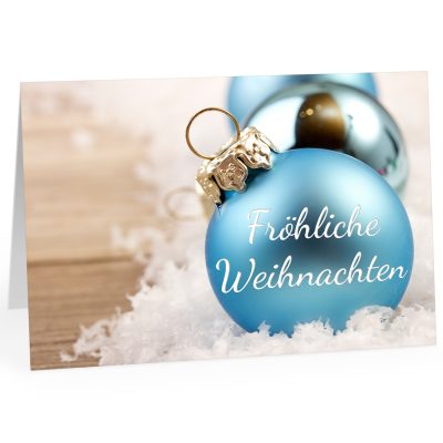 Große XXL Weihnachtskarte DIN A4 (Design Blaue Weihnachtskugeln mit Spruch) mit Umschlag / Weihnachten / Klappkarte / Grußkarte / zum Geschenk / moderne Karte
