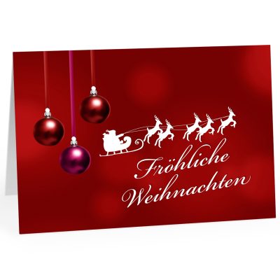 Große XXL Weihnachtskarte DIN A4 (Design Rote Karte - Fröhliche Weihnachten - schlicht) mit Umschlag / Weihnachten / Postkarte / Klappkarte / zum Geschenk / moderne Karte