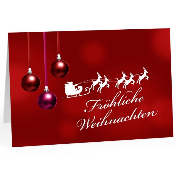 Große XXL Weihnachtskarte DIN A4 (Design Rote Karte - Fröhliche Weihnachten - schlicht) mit Umschlag / Weihnachten / Postkarte / Klappkarte / zum Geschenk / moderne Karte
