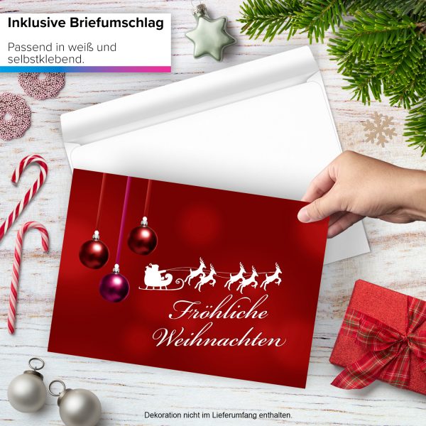 Große XXL Weihnachtskarte DIN A4 (Design Rote Karte - Fröhliche Weihnachten - schlicht) mit Umschlag / Weihnachten / Postkarte / Klappkarte / zum Geschenk / moderne Karte – Bild 2