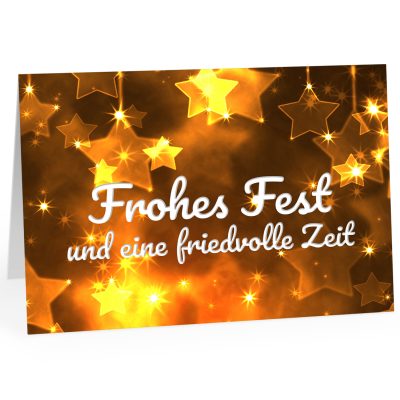 Große XXL Weihnachtskarte DIN A4 (Design Goldene Sterne - Frohes Fest) mit Umschlag / Weihnachten / Klappkarte / Grußkarte / zum Geschenk / moderne Karte
