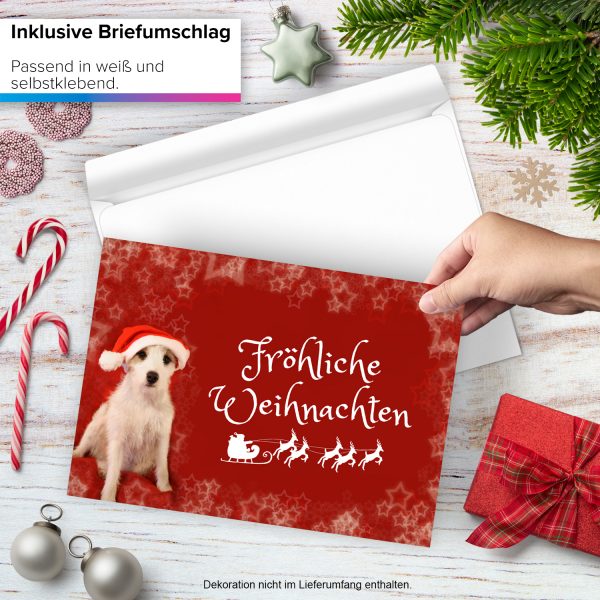 Große XXL Weihnachtskarte DIN A4 (Design Hund mit Weihnachtsmütze) mit Umschlag / Weihnachten / Klappkarte / Grußkarte / zum Geschenk / moderne Karte – Bild 2