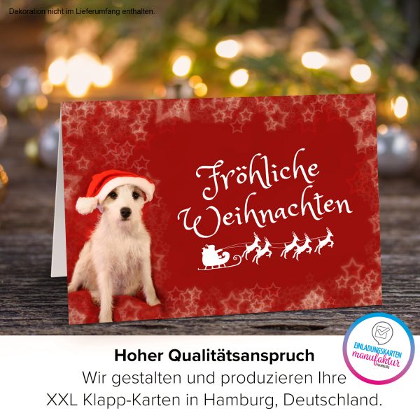 Große XXL Weihnachtskarte DIN A4 (Design Hund mit Weihnachtsmütze) mit Umschlag / Weihnachten / Klappkarte / Grußkarte / zum Geschenk / moderne Karte – Bild 3