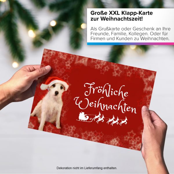 Große XXL Weihnachtskarte DIN A4 (Design Hund mit Weihnachtsmütze) mit Umschlag / Weihnachten / Klappkarte / Grußkarte / zum Geschenk / moderne Karte – Bild 4